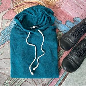 Express One Eleven Teal Green-Blue Soft Hoodie Hooded Sweatshirt